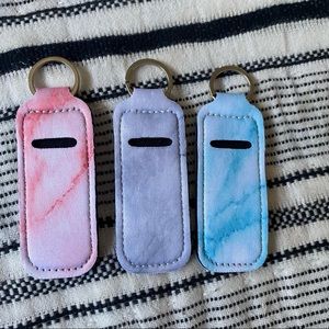 Pastel 3 pack of chapstick holder key chains